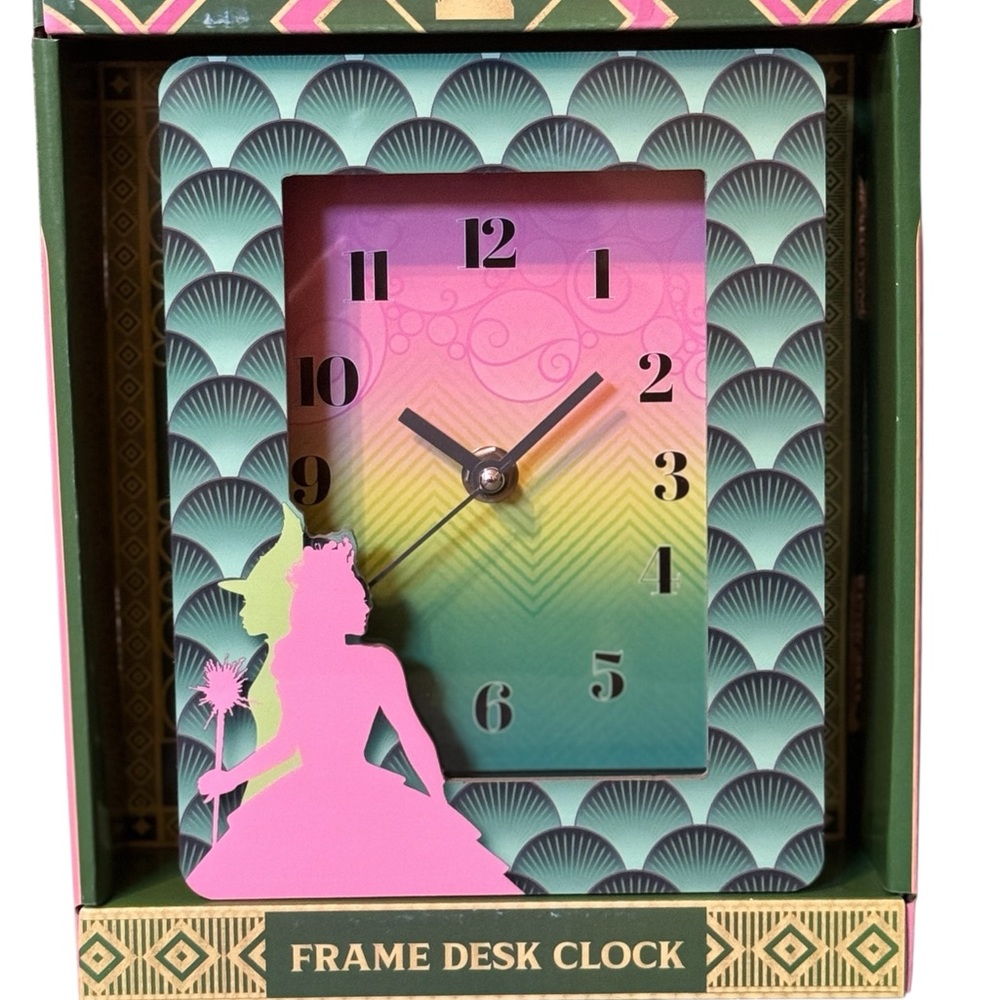 Wicked Frame Desk Clock with Pink and Green Design